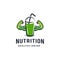 Healthy juice logo ,energy drink with cup, straw and strong muscle icon label, healthy protein diet drink logo illustration mascot