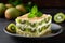 Healthy layered dessert kiwi. Generate AI