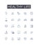 Healthy life line icons collection. Well-being, Optimal health, Wholesome living, Soundness, Fitness, Nutritious