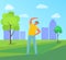 Healthy Lifestyle, Doing Exercise Outdoor Vector