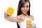Healthy lifestyle! Drink orange juice, full of vitamins