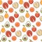 Healthy lifestyle and fitness food nutrition and drinks seamless pattern.