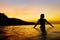 Healthy Lifestyle, Health. Woman Enjoying Sea Sunset. Summer Vac