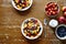 Healthy lifestyle organic cereal with fresh seasonal fruits vegan option