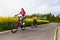 Healthy lifestyle - teenage girl and boy riding bicycles