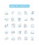 Healthy lifestyle vector line icons set. Exercise, Nutrition, Sleep, Diet, Hydration, Stress, Meditation illustration