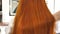 Healthy Long Straight Ginger Red Hair. Treatment and Hair Care concept