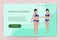 Healthy Losing Weight concept. Two women of different sizes in underwear. Before and after. Landing page template