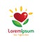 Healthy love heart shape flower icon simple elements logo
