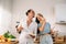 Healthy lovers cooking food in kitchen, Couple spending time together
