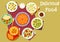 Healthy lunch with pie icon for food theme design