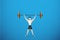 Healthy man lifting weights over head, health concept