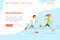 Healthy Marathon Landing Page Template with Running People, Active Lifestyle Website Vector Illustration