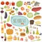Healthy menu, food illustrations collection