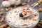Healthy muesli breakfast with nuts and raisin