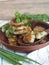 Healthy natural food.Vegetable diet cutlets on a wooden background