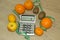 Healthy natural organic food diet, ripe harvest. Fruit composition, measuring tape, calculator