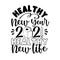 Healthy New Year 2021 Healthy New Life - greeting with toilet paper, and vaccine, for New Year
