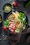 Healthy Nicoise salad with cucumber, tuna and eggs