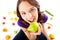 Healthy nutrition - young woman with fruits