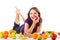 Healthy nutrition - young woman with fruits