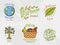 Healthy Organic food logos set or labels and elements for Vegetarian and Farm green natural vegetables products, vector