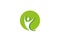 Healthy person open hands inside a green circle logo