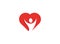 Healthy person open hands inside a heart logo