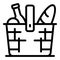 Healthy picnic basket icon, outline style