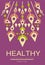 Healthy poster original design, ecological template in purple colors for card, banner, flyer, invitation, brochure