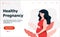 Healthy Pregnancy banner, pregnant woman vector illustration in cartoon style.Vector web banner