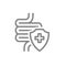 Healthy protected intestine line icon. Digestive tract treatment, first aid for bowel diseases symbol