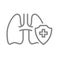 Healthy protected lungs line icon. Lung treatment, first aid for respiratory diseases symbol