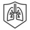 Healthy protected lungs line icon, Protect from coronavirus concept, Human lung in shield sign on white background