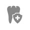 Healthy protected tooth gray icon. First aid for tooth symbol