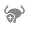 Healthy protected urinary bladder gray icon. First aid for muscular organ of the excretory system diseases symbol