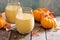 Healthy pumpkin smoothie with chia seed in glasses