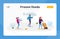 Healthy Refrigerated Food Landing Page Template. Tiny Characters Carry Huge Frozen Fish and Box with Products