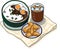 Healthy rice congee serve with deep-fried dough stick and iced black caramel coffee, breakfast set