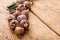 Healthy ripe Medlars on the old wooden table