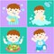 Daily healthy routine for boy cartoon