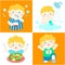 Daily healthy routine for boy cartoon