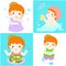 Daily healthy routine for girl cartoon