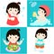 Daily healthy routine for girl cartoon