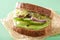 Healthy rye sandwich with avocado cucumber alfalfa sprouts