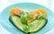 Healthy salad simple ingredients with fresh vegetables in heart shape. tomatoes, cucumbers, basil, corn. fibre antioxidants,