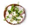 Healthy sandwich with organic multi grain bread, cream cheese an