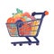 Healthy shopping cart filled with fresh produce