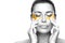 Healthy skin woman using gold hydrogel patches under eyes. Beauty and eye skin care