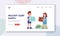 Healthy Sleep Habits Landing Page Template. Happy Children Holding Medical Orthopedic Pillows. Boy and Girl Characters